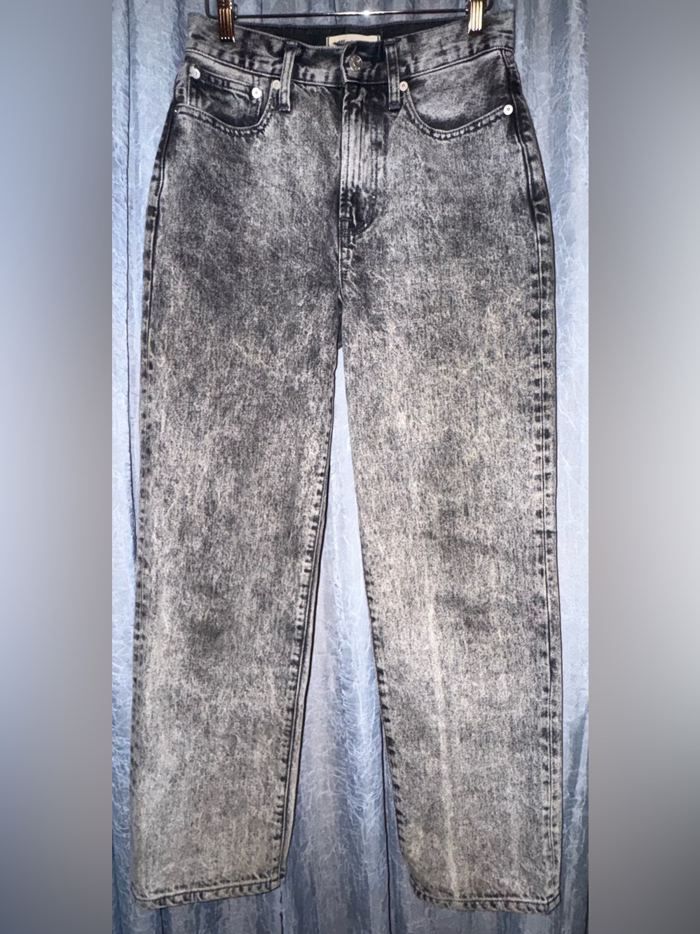 Madewell Perfect Vintage Straight Jeans 26 Black Acid Wash High Rise Denim